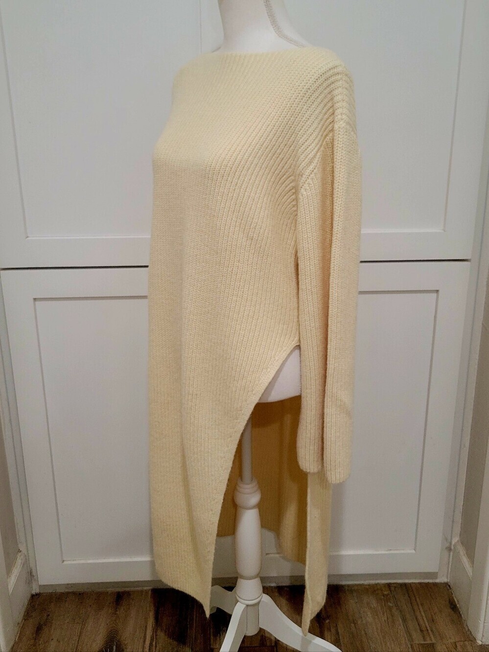 NWOT Zara Cream Knit Sweater Dress w/Side Slit | Size M-L